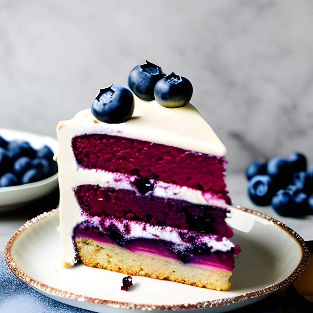 Almond,Blueberry , vanilla cake