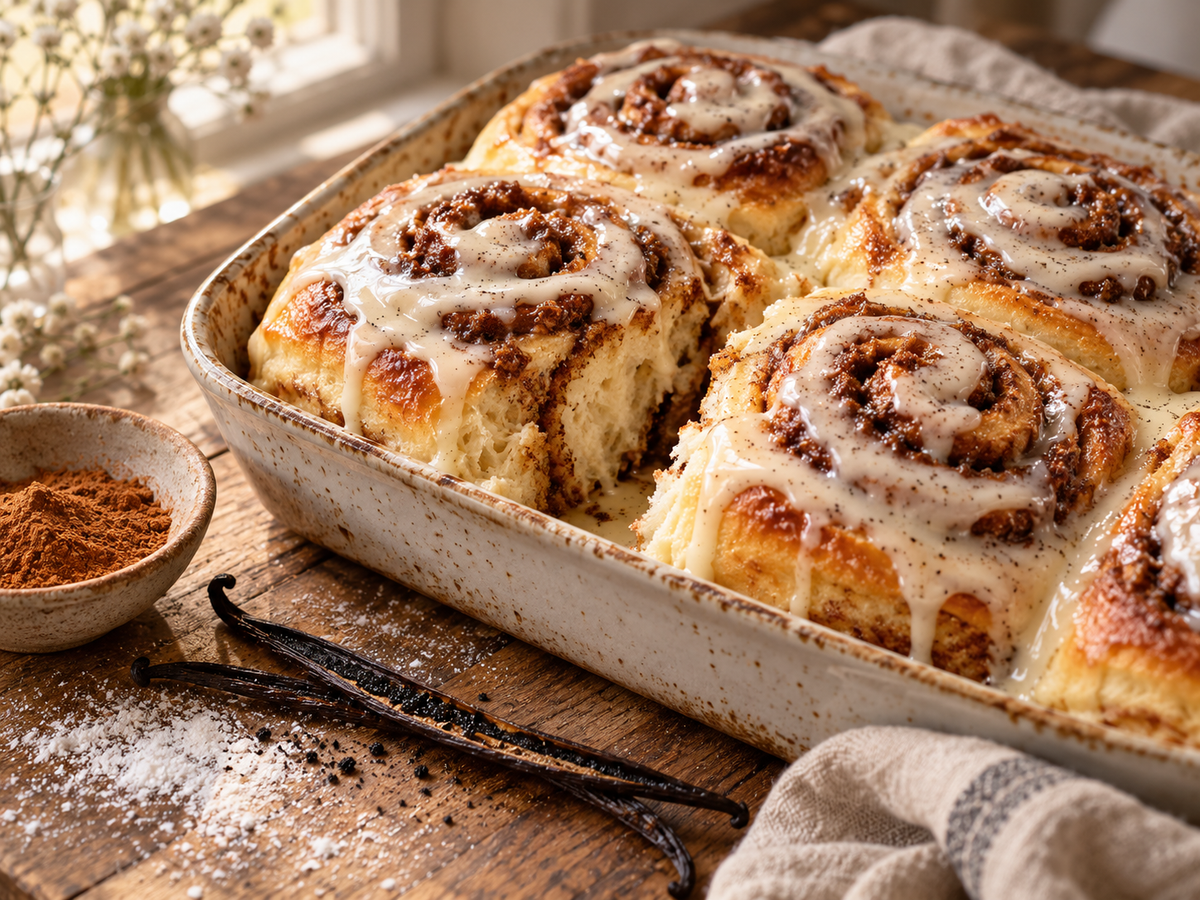 Vanilla Bean Cinnamon Rolls with Vanilla Glaze