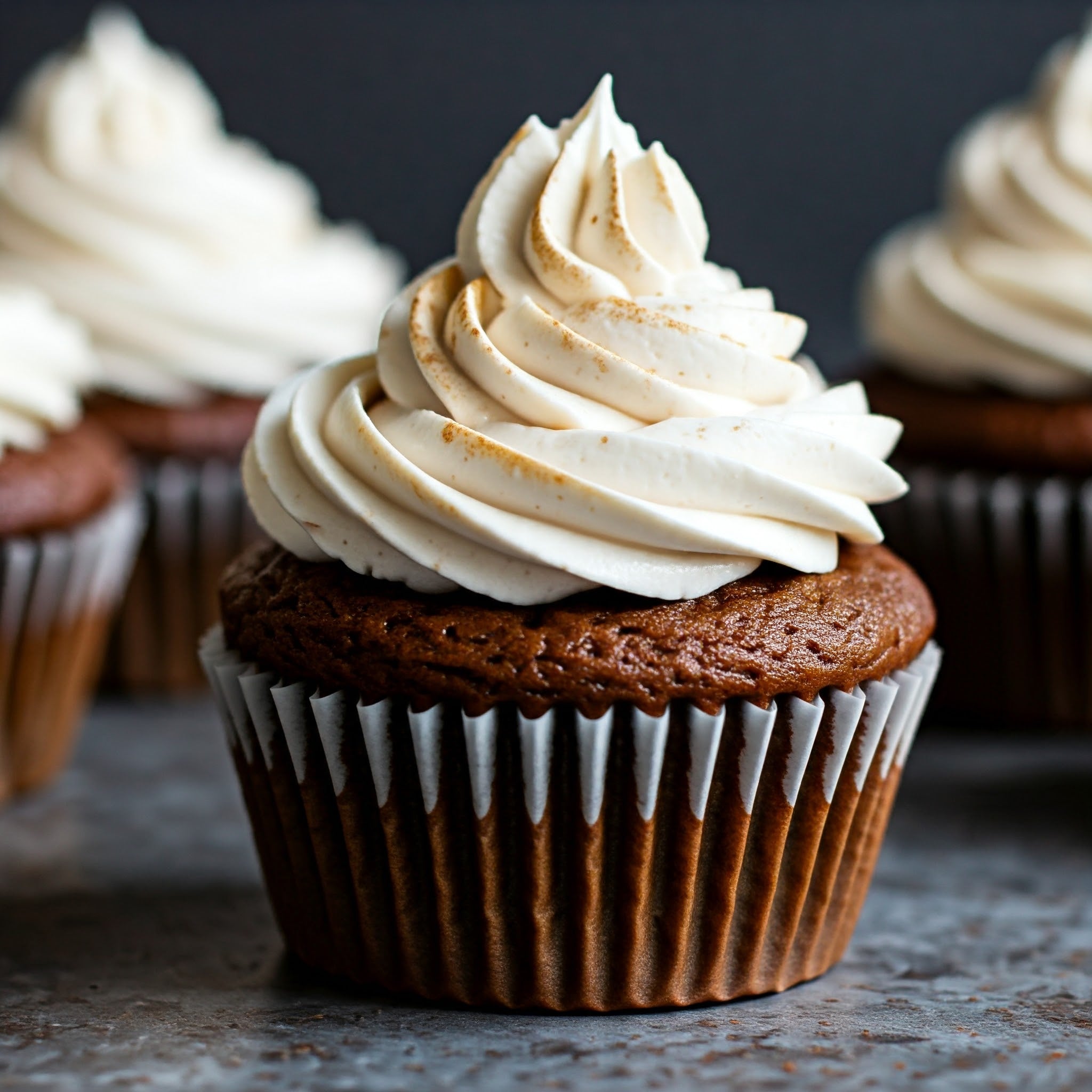 SPICED MOLASSES CUPCAKES WITH MARSHMALLOW FROSTING