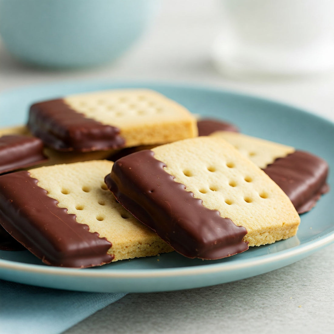 Vanilla Shortbread Cookies | Chocolate Dipped Winter Treat