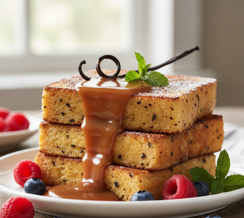 Vanilla Bean French Toast with Caramel Drizzle Recipe