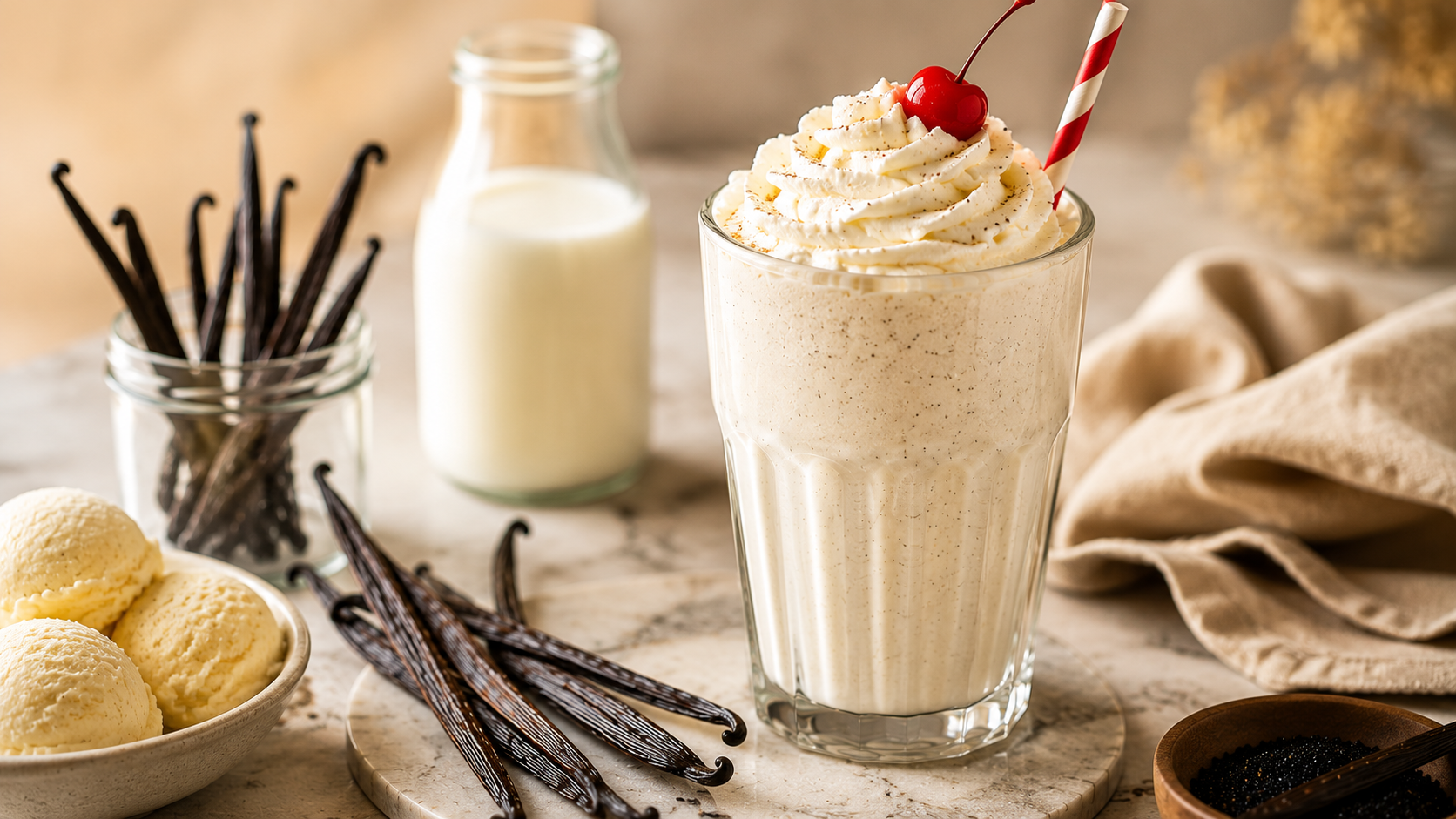 Homemade Vanilla Bean Milkshake | Creamy Perfect Treat