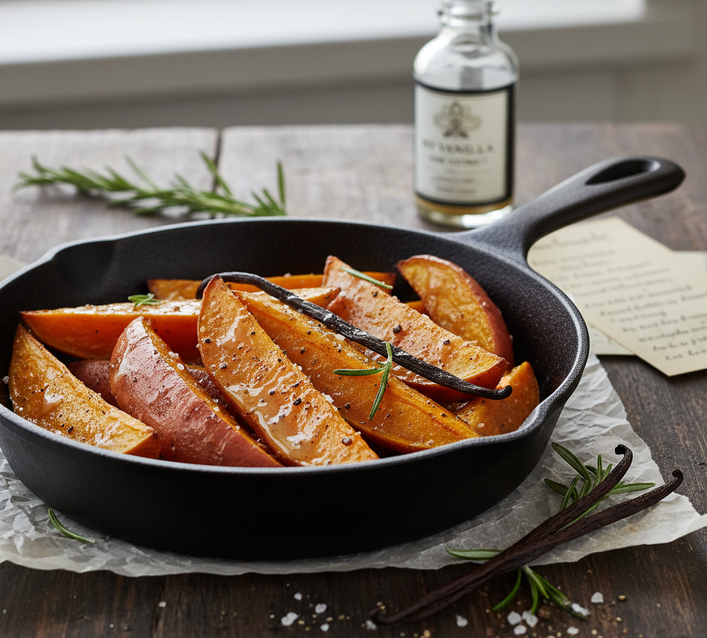 Vanilla-Infused Roasted Sweet Potatoes – A Warm, Aromatic Recipe that Redefines Vanilla as a Savory Spice