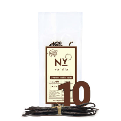 10 Whole Premium Ugandan Vanilla Beans Grade A  – Perfect Vanilla beans For Making Vanilla Extract , Baking, & More