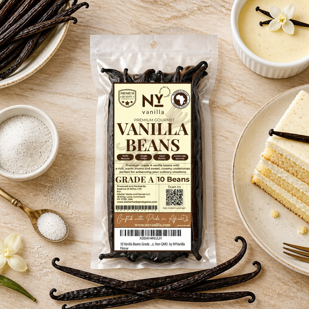 Fresh 10 Vanilla Beans Premium Quality Bulk Pods - Whole Grade A Vanilla Pods for Vanilla Extract and Baking