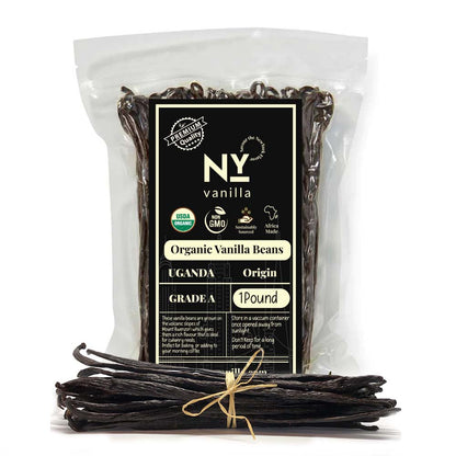 1 lb Whole Premium Bulk Organic Ugandan Vanilla Beans Grade A  – Perfect For Making Vanilla Extract Baking, & More