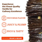 Experience the finest quality vanilla for culinary excellence.

Rich Bold Flavor
(28%-33%) - Juicy & Plump
(1.7-3%)Rich & Tasty

Gourmet vanilla beans sourced from New York laid out for culinary use
