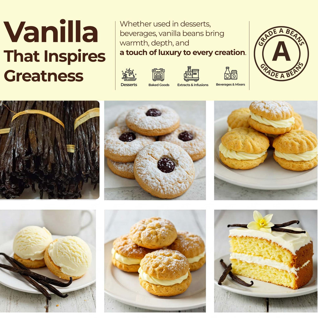 Vanilla That Inspires Greatness .

Whether used in desserts , beverages, vanilla beans bring warmth, depth, and a touch of luxury to every creation.


High-quality gourmet vanilla beans by NY Vanilla – ideal for extract making and baking