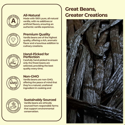 Gourmet Ugandan vanilla beans with rich aroma and glossy texture
