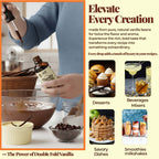 Elevate Every Creation made from pure, natural vanilla beans for twice the flavor  and aroma. Experience the rich, bold taste that transforms every recipe into something extraordinary.

Every drop adds a touch of luxury to your recipes.
Desserts, beverage mixers, savory Dishes , smoothies, and milkshakes