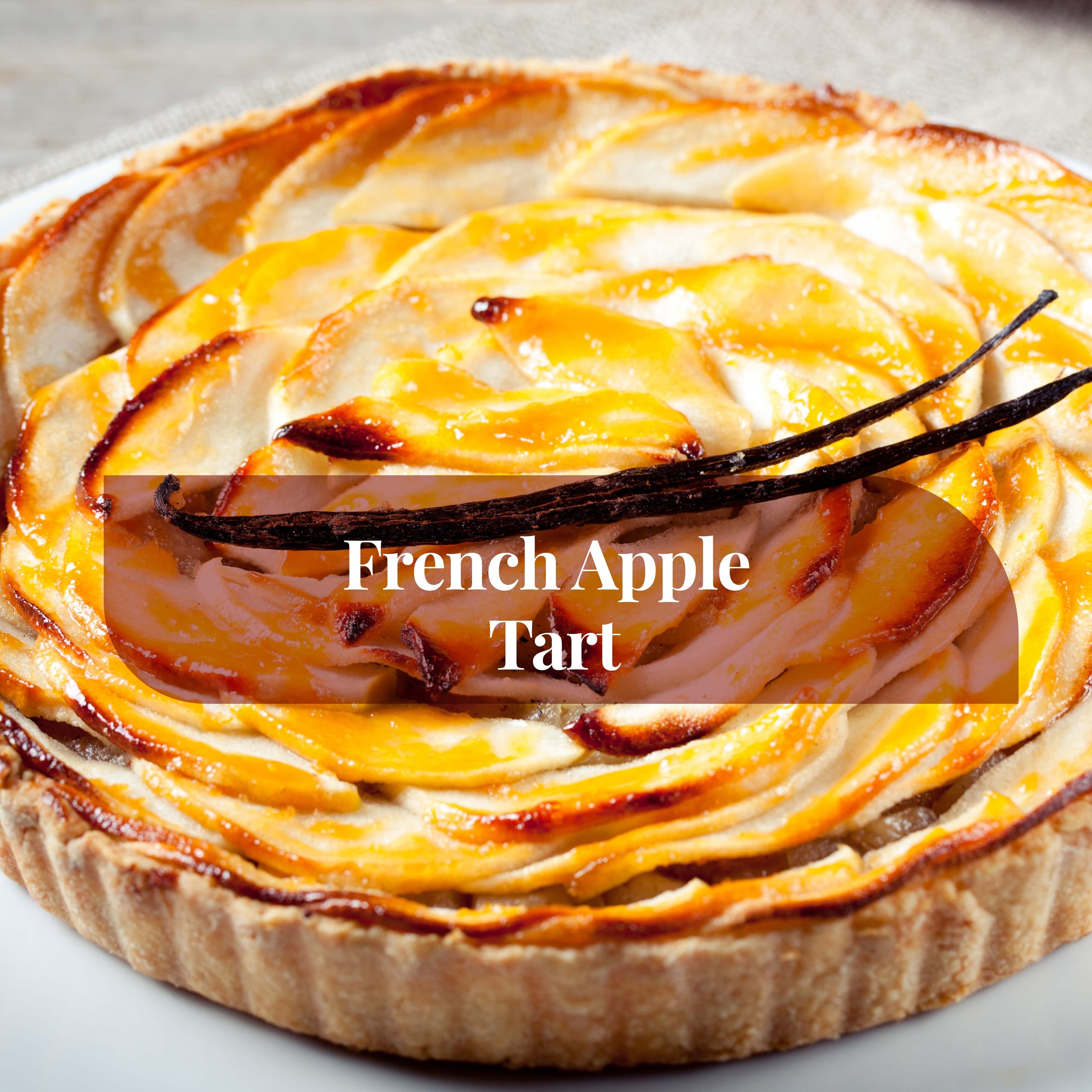 French apple tart on a platter added organic vanilla bean flavour