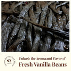 Close up of fresh vanilla beans showing glossy texture rich aroma premium quality pods ideal for baking extracts and gourmet use