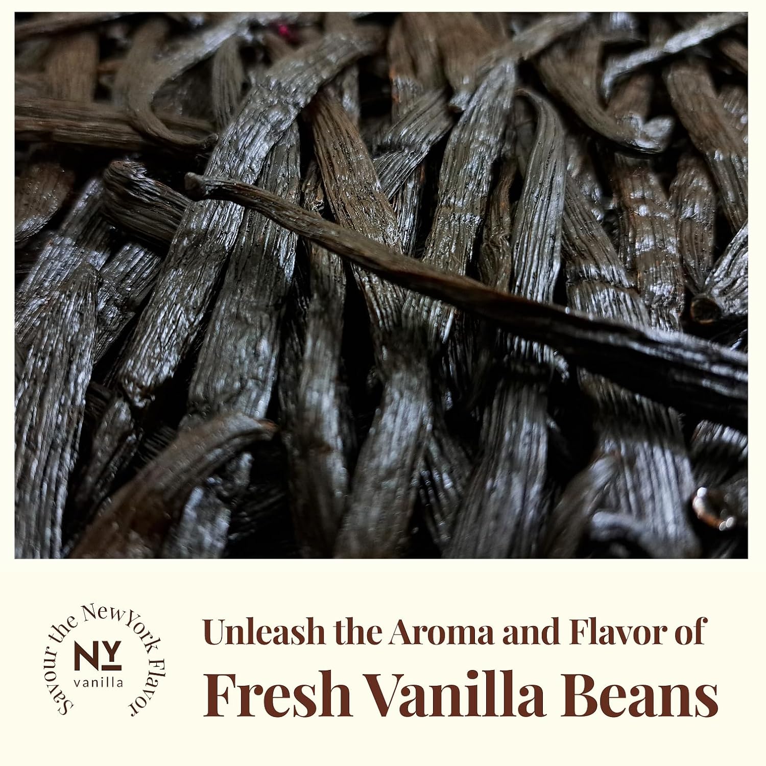 Close up of fresh vanilla beans showing glossy texture rich aroma premium quality pods ideal for baking extracts and gourmet use