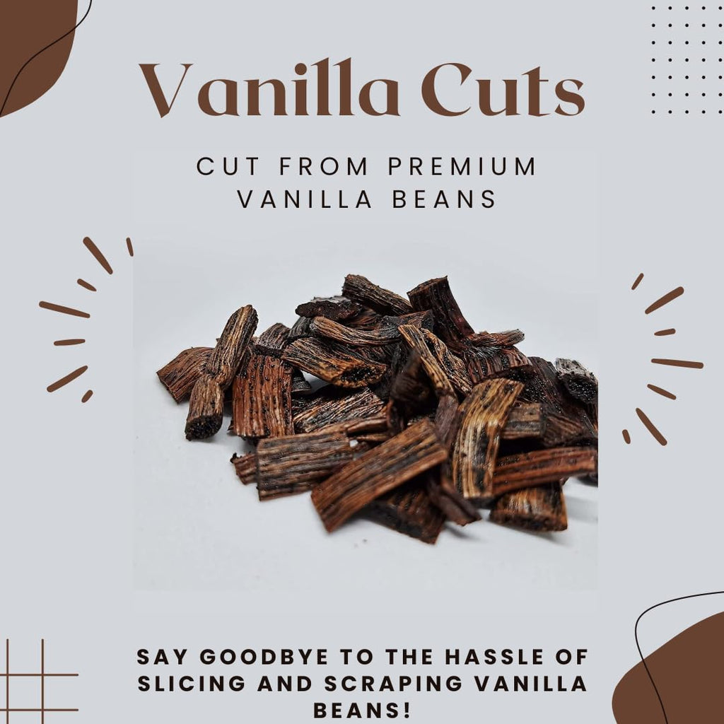 Premium vanilla cuts from Grade A beans – perfect for baking, extracts, and flavor infusion