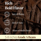 High-quality Grade A vanilla beans with rich aroma, plump texture, and bold natural flavor
