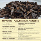 NY Vanilla bean cuts premium quality rich aroma high vanillin content vacuum sealed ideal for baking extracts and recipes