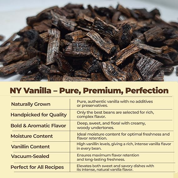 NY Vanilla bean cuts premium quality rich aroma high vanillin content vacuum sealed ideal for baking extracts and recipes