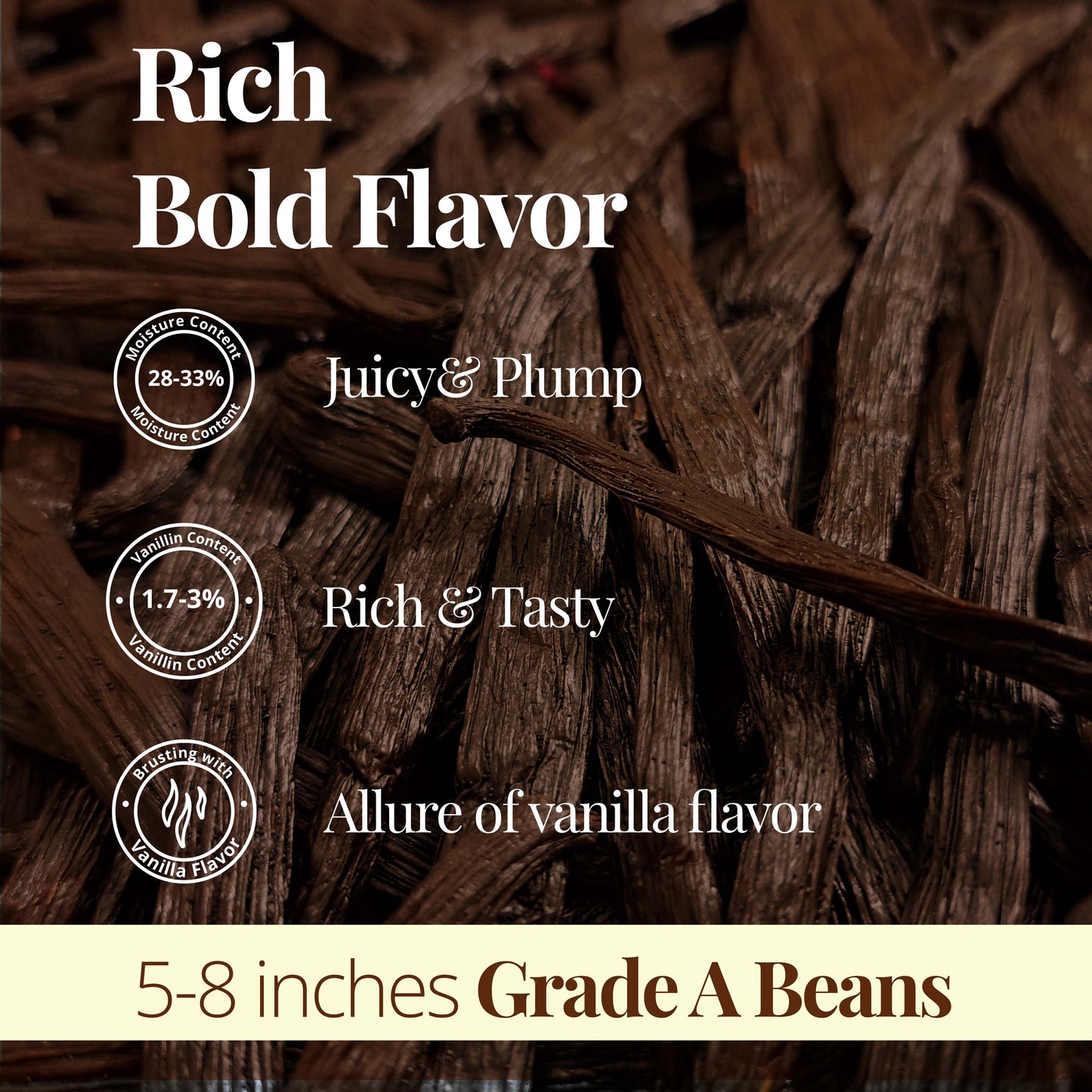 50 Whole Premium Bulk Vanilla Beans Grade A